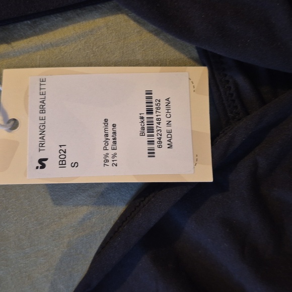 NWT INLYRIC Women's Inbarely Triangle Bralette Plunge Unlined Black Seamless Bra - Picture 8 of 12